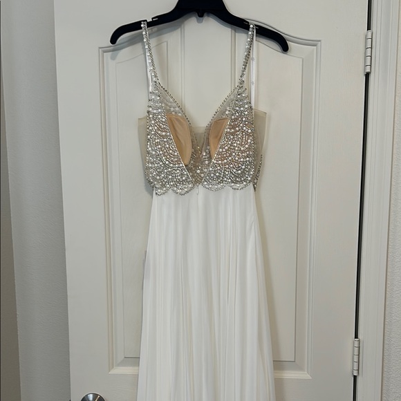 Lulu's White and Silver Wedding Dress. Never worn. Too small unable to return - Picture 3 of 3
